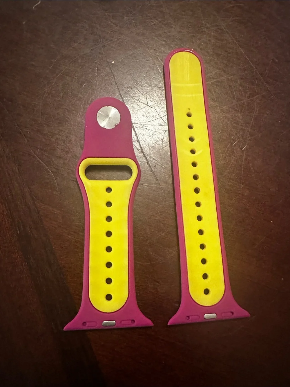 Sport Silicone Watch Band in Magenta with Yellow Accents